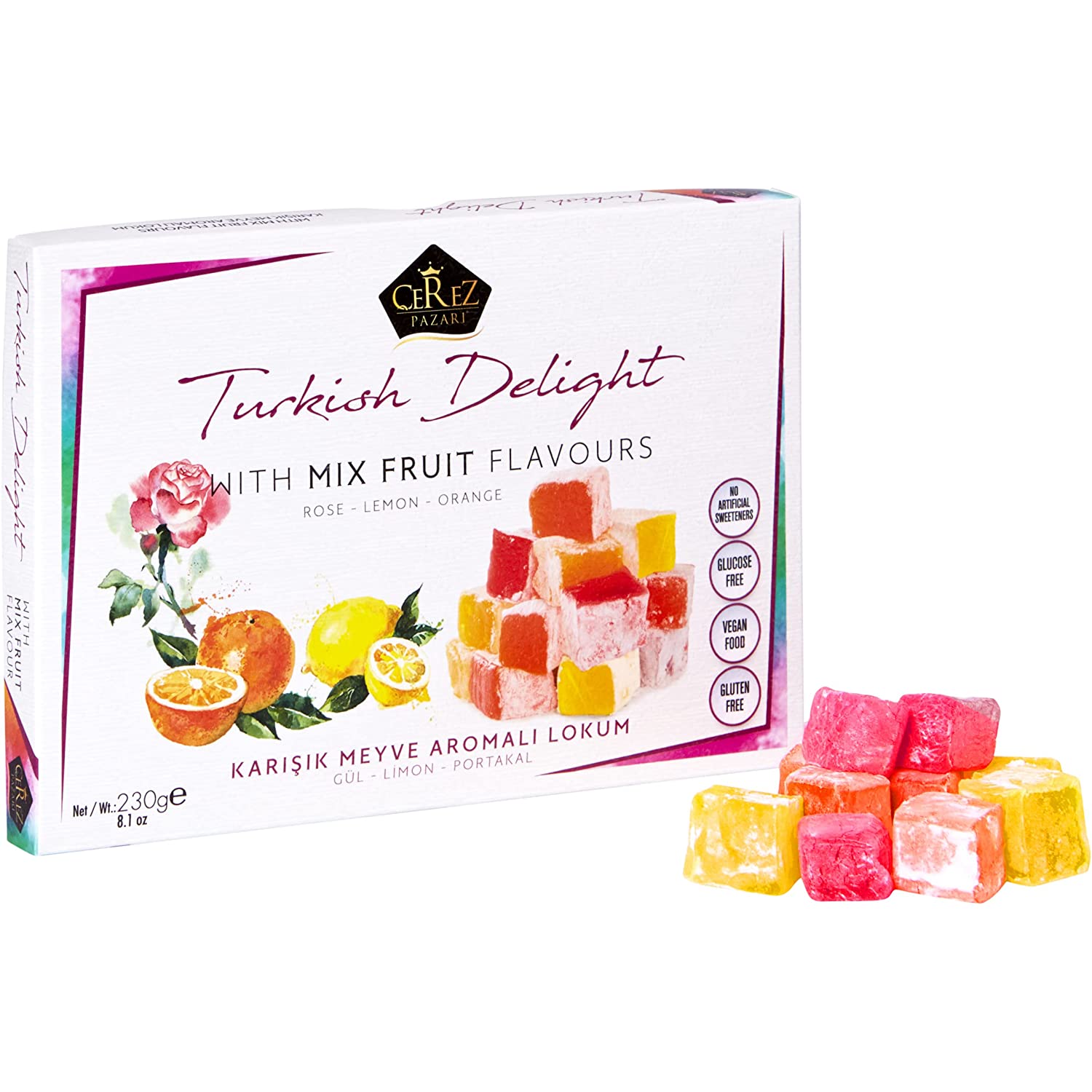 Turkish Delight with Rose, Orange and Lemon Mix Flavors for $4+